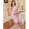 image:imageEkouaer Long Sleeve Nightgowns for Women Long Sleepshirts Button Night Gowns Sleepwear Full Length Sleep Dress with PocketsFloral Pink