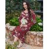 image:imageEkouaer Long Sleeve Nightgowns for Women Long Sleepshirts Button Night Gowns Sleepwear Full Length Sleep Dress with PocketsFloral Red