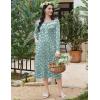 image:imageEkouaer Long Sleeve Nightgowns for Women Long Sleepshirts Button Night Gowns Sleepwear Full Length Sleep Dress with PocketsGreen Flower