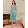 image:imageEkouaer Long Sleeve Nightgowns for Women Long Sleepshirts Button Night Gowns Sleepwear Full Length Sleep Dress with PocketsGreen Flower