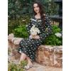 image:imageEkouaer Long Sleeve Nightgowns for Women Long Sleepshirts Button Night Gowns Sleepwear Full Length Sleep Dress with PocketsNavy Blue Flower