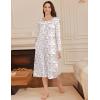 image:imageEkouaer Long Sleeve Nightgowns for Women Long Sleepshirts Button Night Gowns Sleepwear Full Length Sleep Dress with PocketsPink Flower