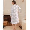 image:imageEkouaer Long Sleeve Nightgowns for Women Long Sleepshirts Button Night Gowns Sleepwear Full Length Sleep Dress with PocketsPink Flower