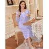 image:imageEkouaer Long Sleeve Nightgowns for Women Long Sleepshirts Button Night Gowns Sleepwear Full Length Sleep Dress with PocketsPurple Flroal