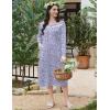 image:imageEkouaer Long Sleeve Nightgowns for Women Long Sleepshirts Button Night Gowns Sleepwear Full Length Sleep Dress with PocketsViolet Dot