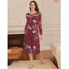 image:imageEkouaer Long Sleeve Nightgowns for Women Long Sleepshirts Button Night Gowns Sleepwear Full Length Sleep Dress with PocketsWine Red Flower