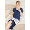 image:imageEkouaer Nightgowns Womens Short Sleeve Sleepwear Comfy Loungewear Plus Size Night Shirt S3XLAnavy Blue