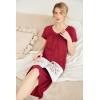 image:imageEkouaer Nightgowns Womens Short Sleeve Sleepwear Comfy Loungewear Plus Size Night Shirt S3XLBwine Red