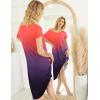 image:imageEkouaer Nightgowns Womens Short Sleeve Sleepwear Comfy Loungewear Plus Size Night Shirt S3XLTie Dye Red  Purple