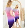 image:imageEkouaer Nightgowns Womens Short Sleeve Sleepwear Comfy Loungewear Plus Size Night Shirt S3XLTie Dye White  Blue