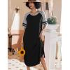 image:imageEkouaer Nightgowns for Women Cotton Long Night Gowns Plus Size Moo Moos Short Sleeve House Dress Soft Sleep Shirts S5XLBlack