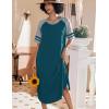 image:imageEkouaer Nightgowns for Women Cotton Long Night Gowns Plus Size Moo Moos Short Sleeve House Dress Soft Sleep Shirts S5XLBlue Green
