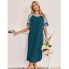 image:imageEkouaer Nightgowns for Women Cotton Long Night Gowns Plus Size Moo Moos Short Sleeve House Dress Soft Sleep Shirts S5XLBlue Green