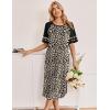 image:imageEkouaer Nightgowns for Women Cotton Long Night Gowns Plus Size Moo Moos Short Sleeve House Dress Soft Sleep Shirts S5XLBrown Leopard Print