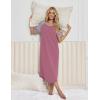 image:imageEkouaer Nightgowns for Women Cotton Long Night Gowns Plus Size Moo Moos Short Sleeve House Dress Soft Sleep Shirts S5XLGray Purple Red