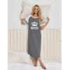 image:imageEkouaer Nightgowns for Women Cotton Long Night Gowns Plus Size Moo Moos Short Sleeve House Dress Soft Sleep Shirts S5XLGrey Queen