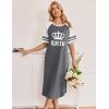 image:imageEkouaer Nightgowns for Women Cotton Long Night Gowns Plus Size Moo Moos Short Sleeve House Dress Soft Sleep Shirts S5XLGrey Queen