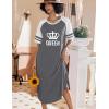 image:imageEkouaer Nightgowns for Women Cotton Long Night Gowns Plus Size Moo Moos Short Sleeve House Dress Soft Sleep Shirts S5XLGrey Queen