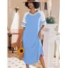 image:imageEkouaer Nightgowns for Women Cotton Long Night Gowns Plus Size Moo Moos Short Sleeve House Dress Soft Sleep Shirts S5XLLight Blue