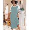 image:imageEkouaer Nightgowns for Women Cotton Long Night Gowns Plus Size Moo Moos Short Sleeve House Dress Soft Sleep Shirts S5XLLight Green
