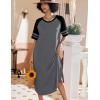 image:imageEkouaer Nightgowns for Women Cotton Long Night Gowns Plus Size Moo Moos Short Sleeve House Dress Soft Sleep Shirts S5XLMedium Grey