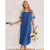 image:imageEkouaer Nightgowns for Women Cotton Long Night Gowns Plus Size Moo Moos Short Sleeve House Dress Soft Sleep Shirts S5XLNavy