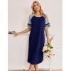 image:imageEkouaer Nightgowns for Women Cotton Long Night Gowns Plus Size Moo Moos Short Sleeve House Dress Soft Sleep Shirts S5XLNavy Blue