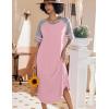 image:imageEkouaer Nightgowns for Women Cotton Long Night Gowns Plus Size Moo Moos Short Sleeve House Dress Soft Sleep Shirts S5XLPink