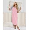 image:imageEkouaer Nightgowns for Women Cotton Long Night Gowns Plus Size Moo Moos Short Sleeve House Dress Soft Sleep Shirts S5XLPink