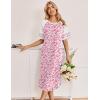 image:imageEkouaer Nightgowns for Women Cotton Long Night Gowns Plus Size Moo Moos Short Sleeve House Dress Soft Sleep Shirts S5XLPink Floral
