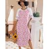 image:imageEkouaer Nightgowns for Women Cotton Long Night Gowns Plus Size Moo Moos Short Sleeve House Dress Soft Sleep Shirts S5XLPink Floral