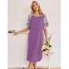 image:imageEkouaer Nightgowns for Women Cotton Long Night Gowns Plus Size Moo Moos Short Sleeve House Dress Soft Sleep Shirts S5XLPurple Red