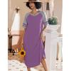 image:imageEkouaer Nightgowns for Women Cotton Long Night Gowns Plus Size Moo Moos Short Sleeve House Dress Soft Sleep Shirts S5XLPurple Red