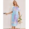 image:imageEkouaer Nightgowns for Women Cotton Long Night Gowns Plus Size Moo Moos Short Sleeve House Dress Soft Sleep Shirts S5XLPurple Tie Dye