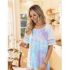 image:imageEkouaer Nightgowns for Women Cotton Long Night Gowns Plus Size Moo Moos Short Sleeve House Dress Soft Sleep Shirts S5XLPurple Tie Dye