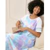 image:imageEkouaer Nightgowns for Women Cotton Long Night Gowns Plus Size Moo Moos Short Sleeve House Dress Soft Sleep Shirts S5XLPurple Tie Dye