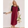 image:imageEkouaer Nightgowns for Women Cotton Long Night Gowns Plus Size Moo Moos Short Sleeve House Dress Soft Sleep Shirts S5XLWine Red