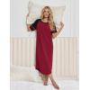 image:imageEkouaer Nightgowns for Women Cotton Long Night Gowns Plus Size Moo Moos Short Sleeve House Dress Soft Sleep Shirts S5XLWine Red