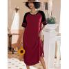 image:imageEkouaer Nightgowns for Women Cotton Long Night Gowns Plus Size Moo Moos Short Sleeve House Dress Soft Sleep Shirts S5XLWine Red
