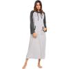 image:imageEkouaer Nightgowns for Women Cotton Nightgown Long Sleeve Hooded Night Gown Contrast Color Full Length Loungewear with PocketAgrey