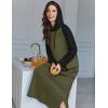 image:imageEkouaer Nightgowns for Women Cotton Nightgown Long Sleeve Hooded Night Gown Contrast Color Full Length Loungewear with PocketArmy Green