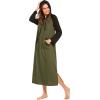image:imageEkouaer Nightgowns for Women Cotton Nightgown Long Sleeve Hooded Night Gown Contrast Color Full Length Loungewear with PocketArmy Green