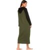 image:imageEkouaer Nightgowns for Women Cotton Nightgown Long Sleeve Hooded Night Gown Contrast Color Full Length Loungewear with PocketArmy Green