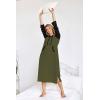 image:imageEkouaer Nightgowns for Women Cotton Nightgown Long Sleeve Hooded Night Gown Contrast Color Full Length Loungewear with PocketArmy Green