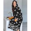 image:imageEkouaer Nightgowns for Women Cotton Nightgown Long Sleeve Hooded Night Gown Contrast Color Full Length Loungewear with PocketBlack Butterfly