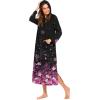 image:imageEkouaer Nightgowns for Women Cotton Nightgown Long Sleeve Hooded Night Gown Contrast Color Full Length Loungewear with PocketBlack Cherry Blossoms