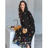 image:imageEkouaer Nightgowns for Women Cotton Nightgown Long Sleeve Hooded Night Gown Contrast Color Full Length Loungewear with PocketBlack Colorful Butterfly