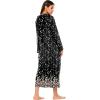 image:imageEkouaer Nightgowns for Women Cotton Nightgown Long Sleeve Hooded Night Gown Contrast Color Full Length Loungewear with PocketBlack Flowers