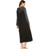 image:imageEkouaer Nightgowns for Women Cotton Nightgown Long Sleeve Hooded Night Gown Contrast Color Full Length Loungewear with PocketBlackGrey