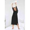 image:imageEkouaer Nightgowns for Women Cotton Nightgown Long Sleeve Hooded Night Gown Contrast Color Full Length Loungewear with PocketBlackGrey